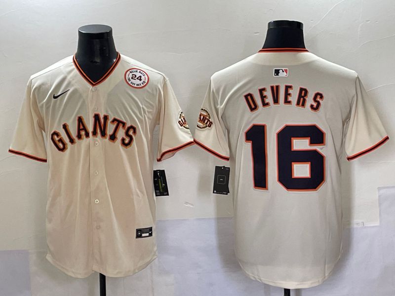 Men 2025 San Francisco Giants #16 Devers Cream Game Nike MLB Jersey style 52